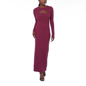 Edited Burgundy Long Sleeve Cut Out Maxi Dress